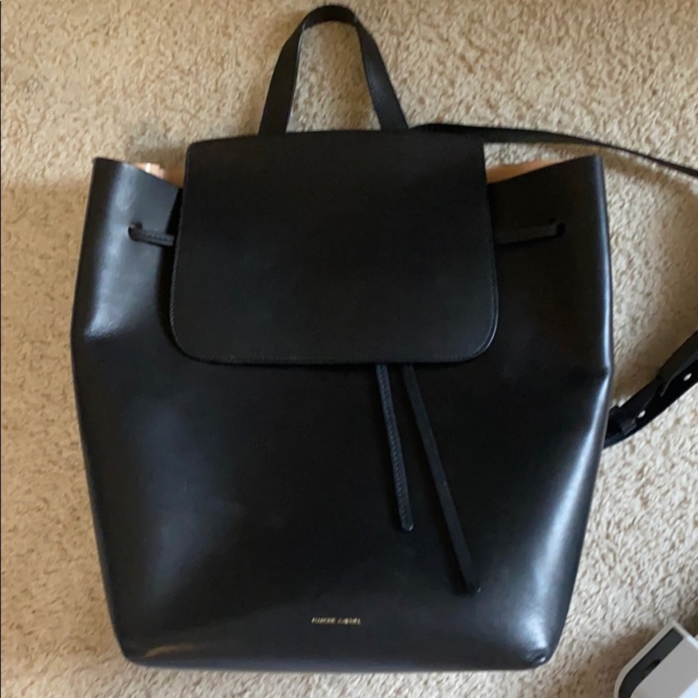 Mansur Gabriel Black Leather Backpack